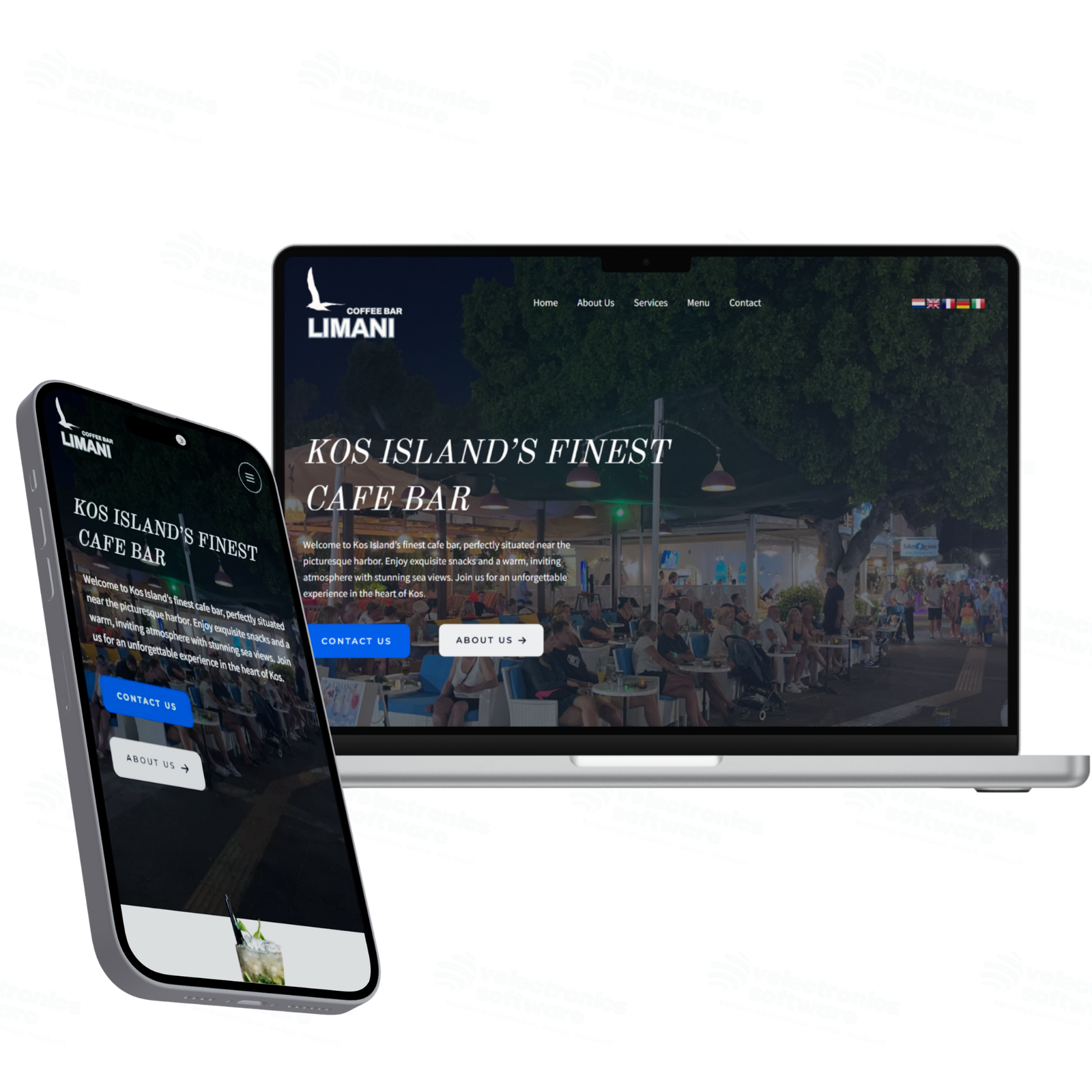 Παρουσίαση της ιστοσελίδας Kos Limani Cafe σε case study της Velectronics Software