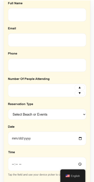 Online σύστημα κρατήσεων Alibaba Beach Bar σε κινητό