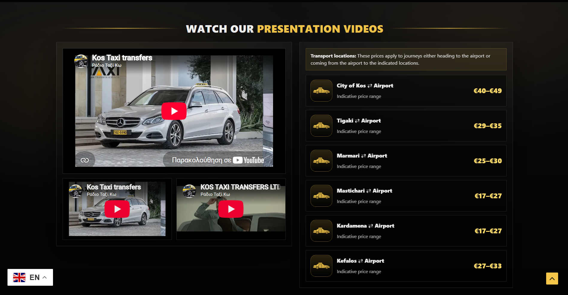 Airport transfer information του Kos Radio Taxi σε desktop