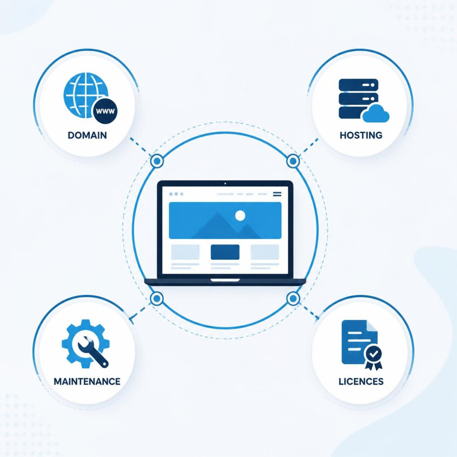 Ετήσια έξοδα ιστοσελίδας για domain hosting maintenance και licences