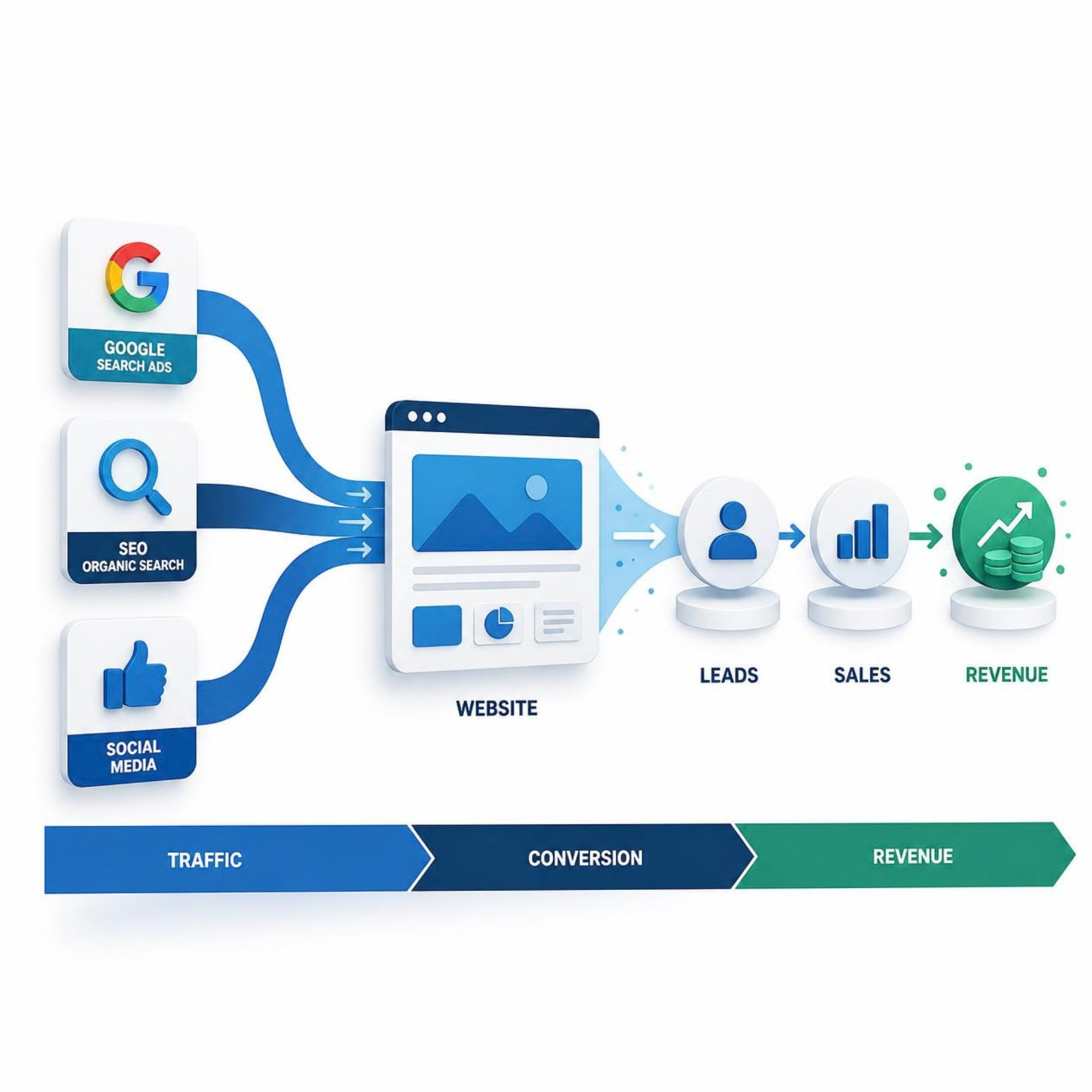 Google Ads SEO και Social Media που οδηγούν traffic σε website και μετατρέπονται σε πωλήσεις