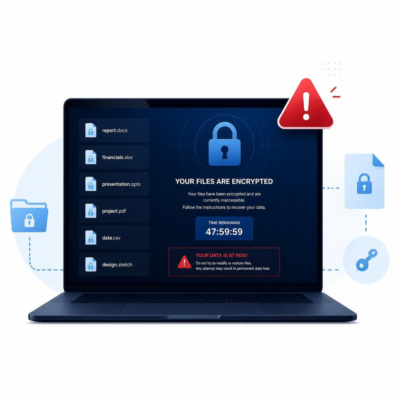 Ransomware επίθεση με κρυπτογράφηση αρχείων και προστασία επιχείρησης