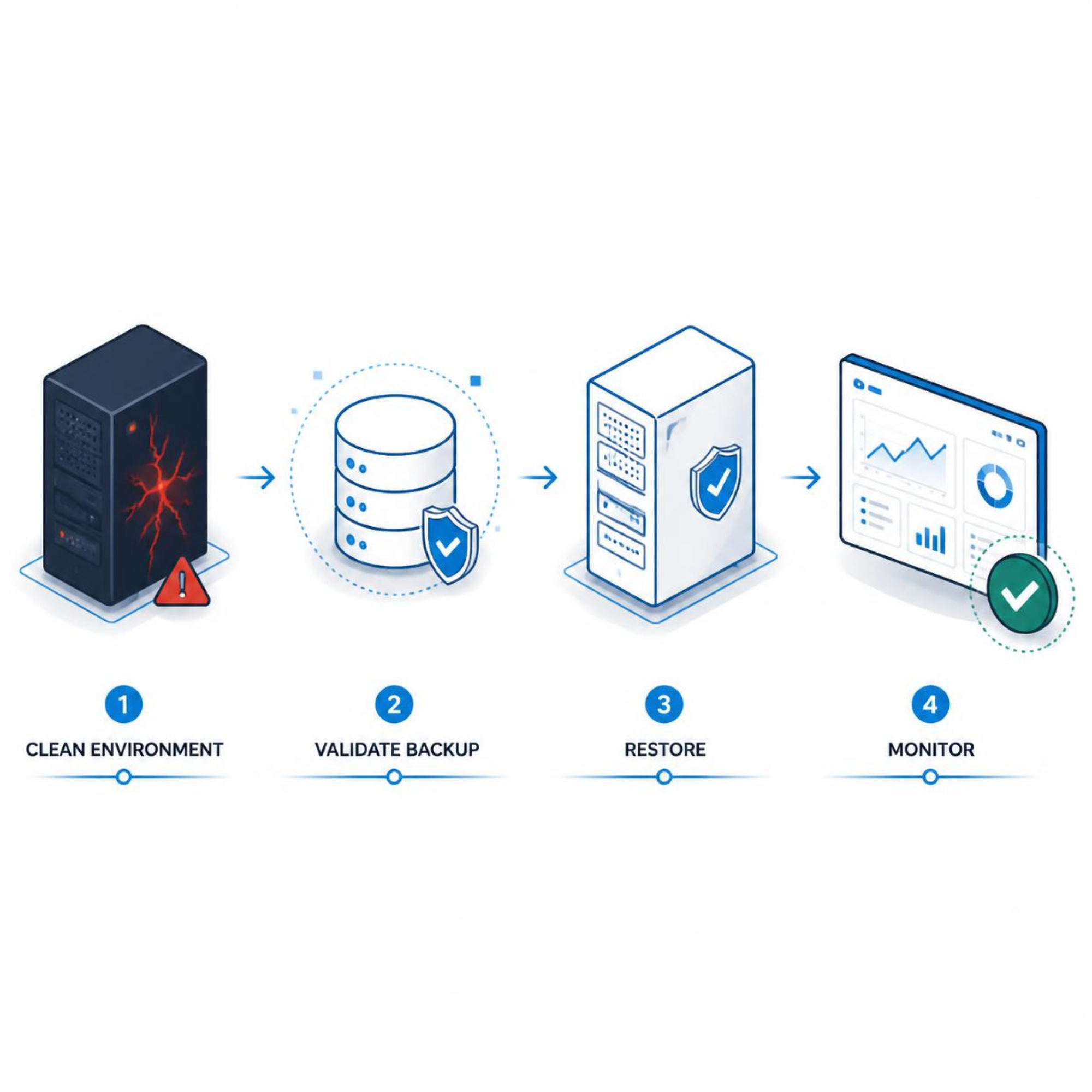 Ασφαλής ανάκτηση μετά από ransomware με clean environment backup restore και monitoring