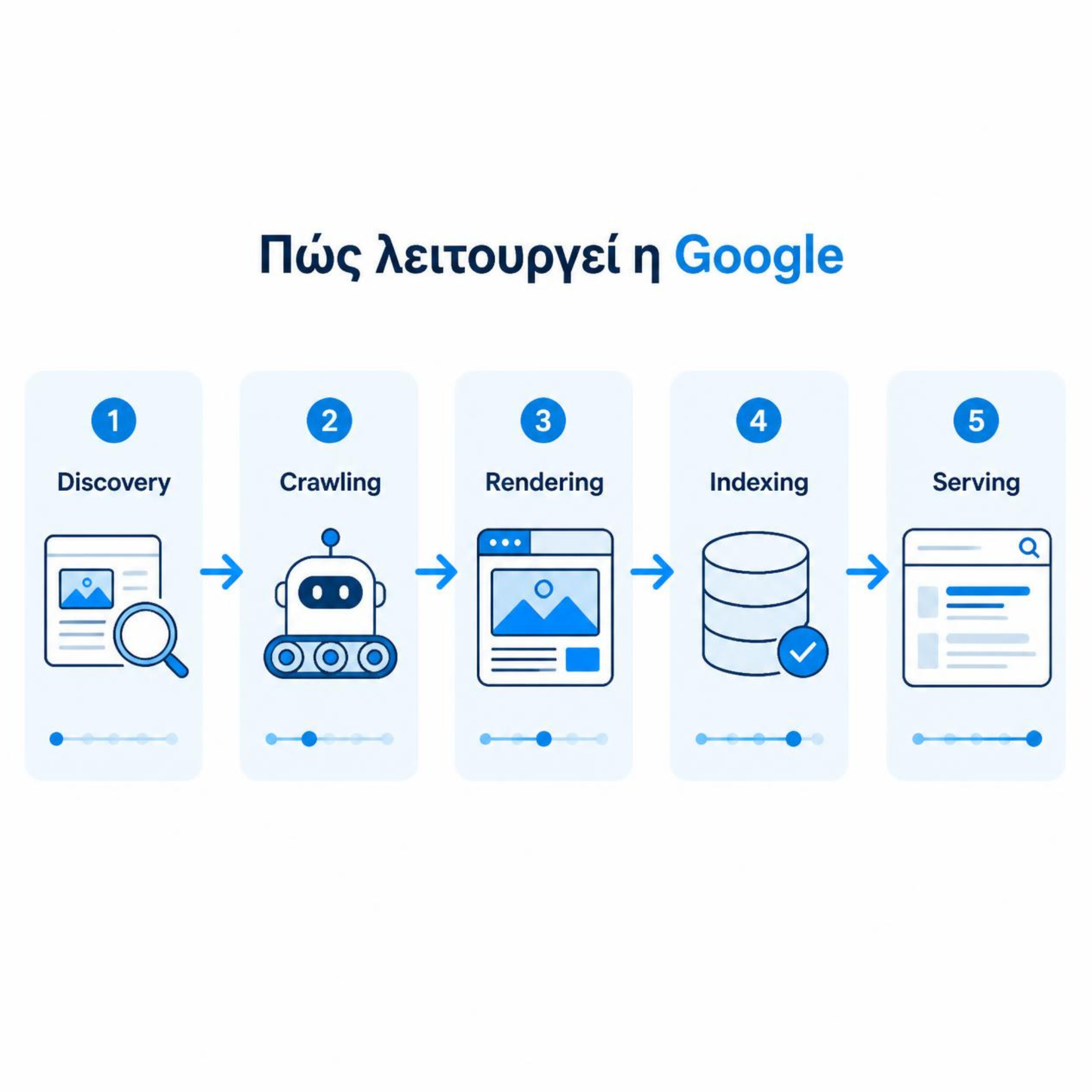 Πώς λειτουργεί η Google: Discovery, Crawling, Rendering, Indexing και Serving